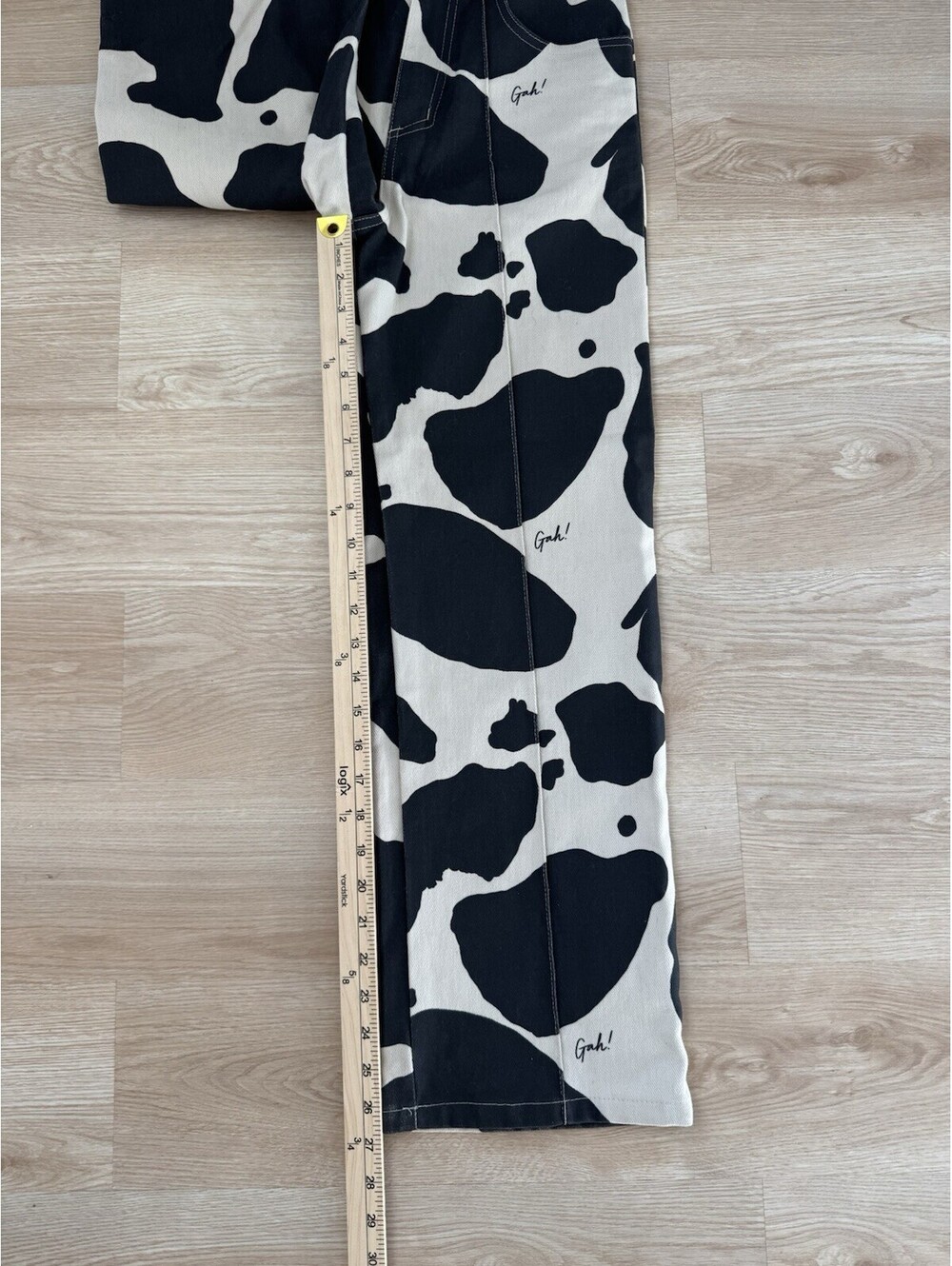Lisa Says Gah Black and Cream Cow Print Wide Leg Jeans - Picture 8 of 8